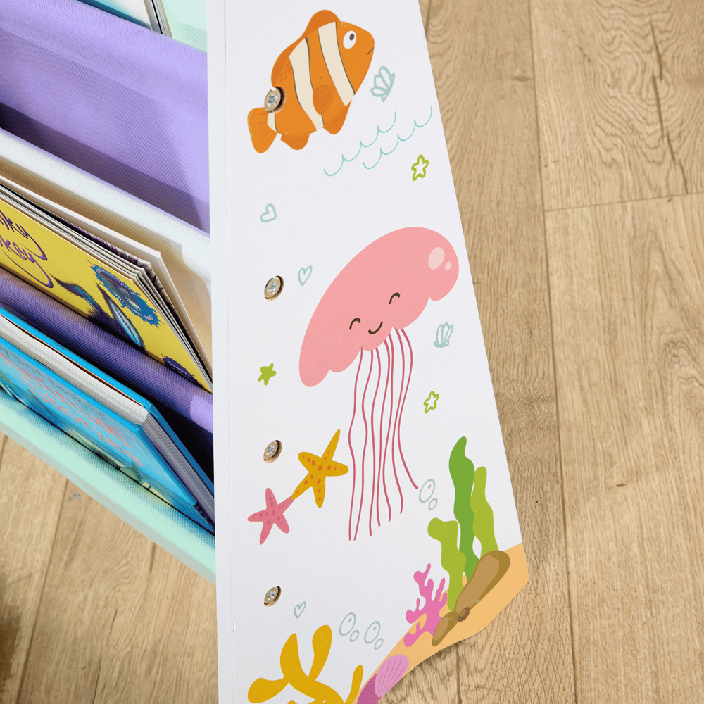 Home Source Anya 4 Shelf Multicolour Sealife Animal Kids Bookcase Image 3