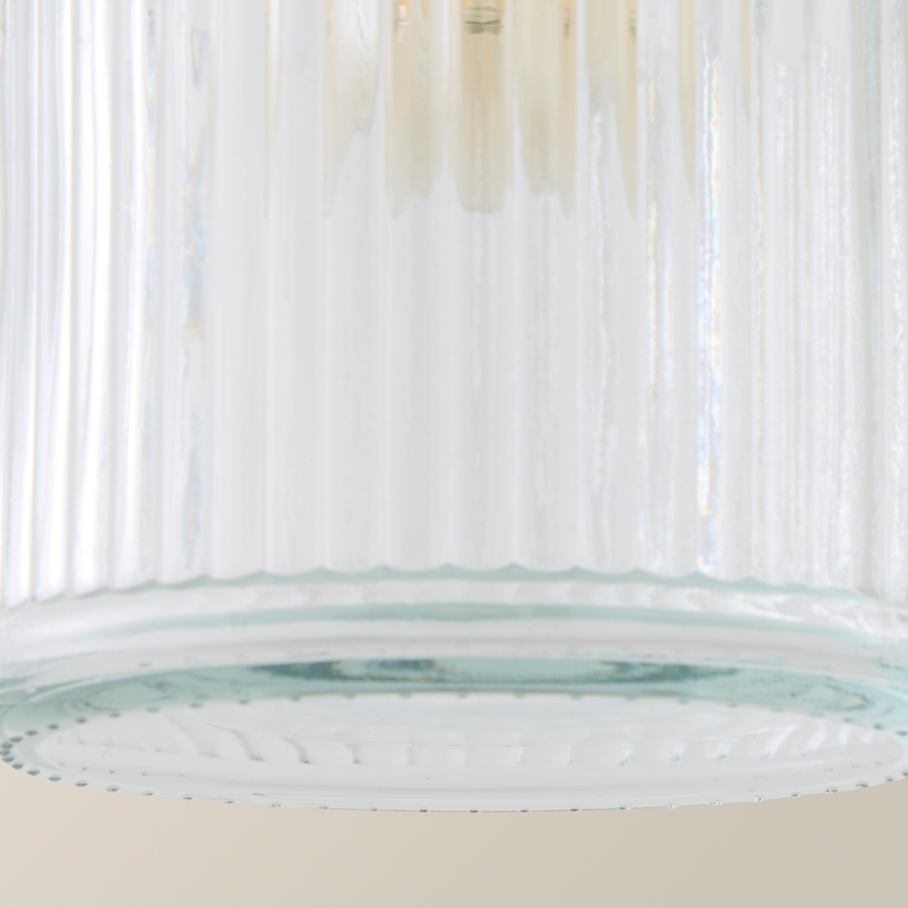 ValueLights Black Ribbed Pattern Glass Jar Pendant Shade Image 3