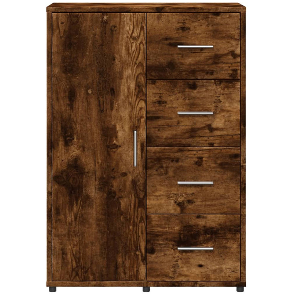 vidaXL 4 Drawer Single Door Smoked Oak Sideboard Image 3