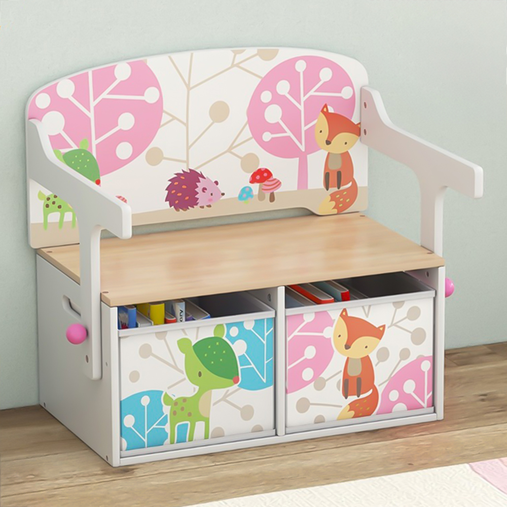 Costway 3 in 1 White Kids Convertible Activity Bench Image 1