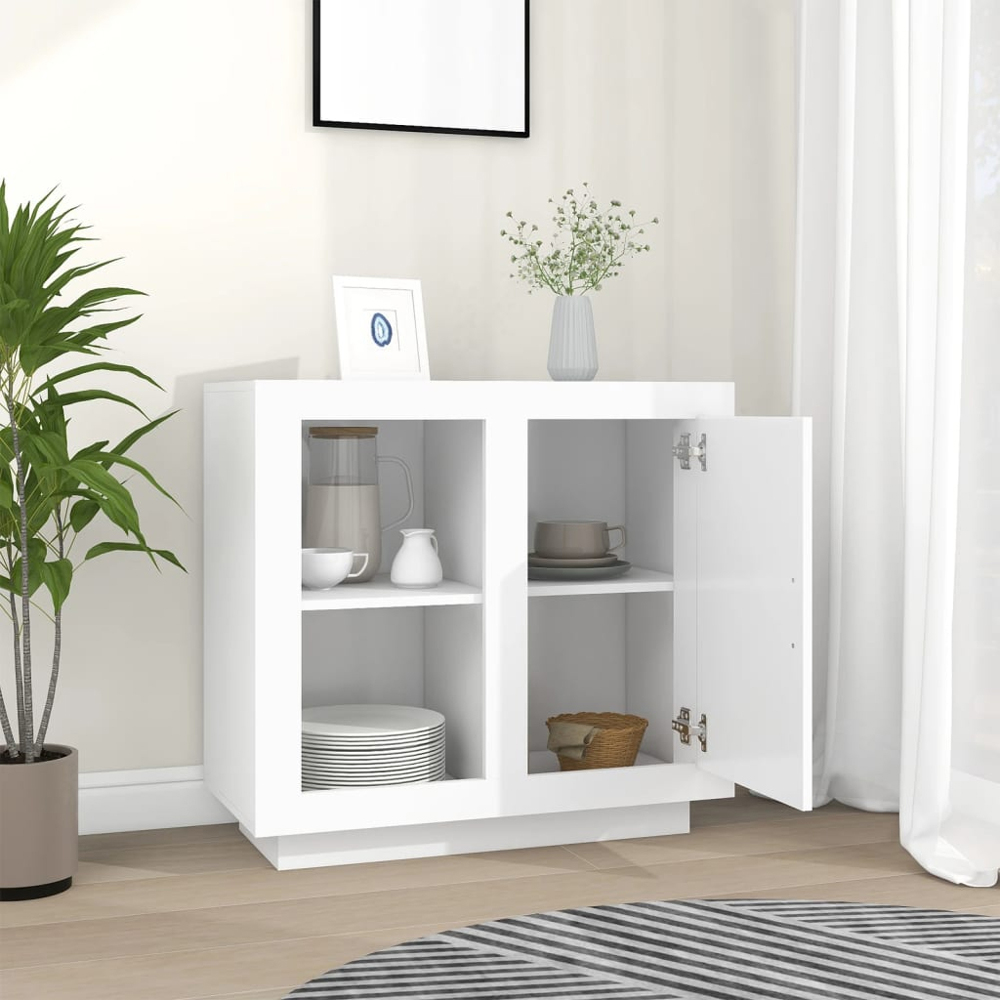 vidaXL Single Door 2 Shelf White Sideboard Image 7