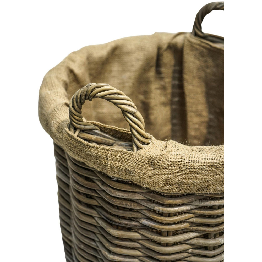 Ivyline Natural Wicker Round Lined Log Basket 35cm Image 2