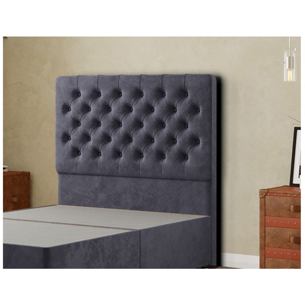 Eleganza Mary Chesterfield Super King Black Linen Floor Standing Headboard Image 3