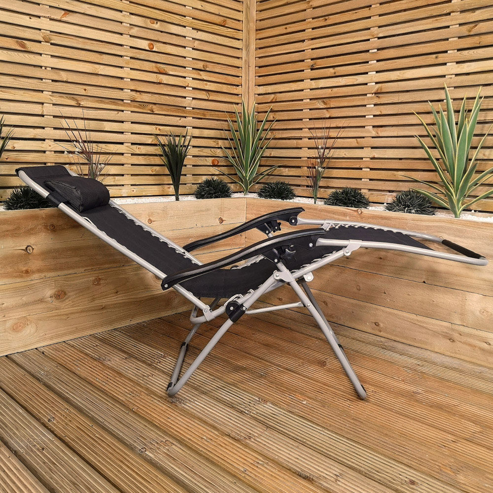 Samuel Alexander Black and Silver Textoline Garden Relaxer Chair Image 2