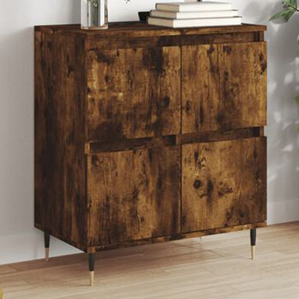 vidaXL 4 Door Smoked Oak Sideboard Image 1