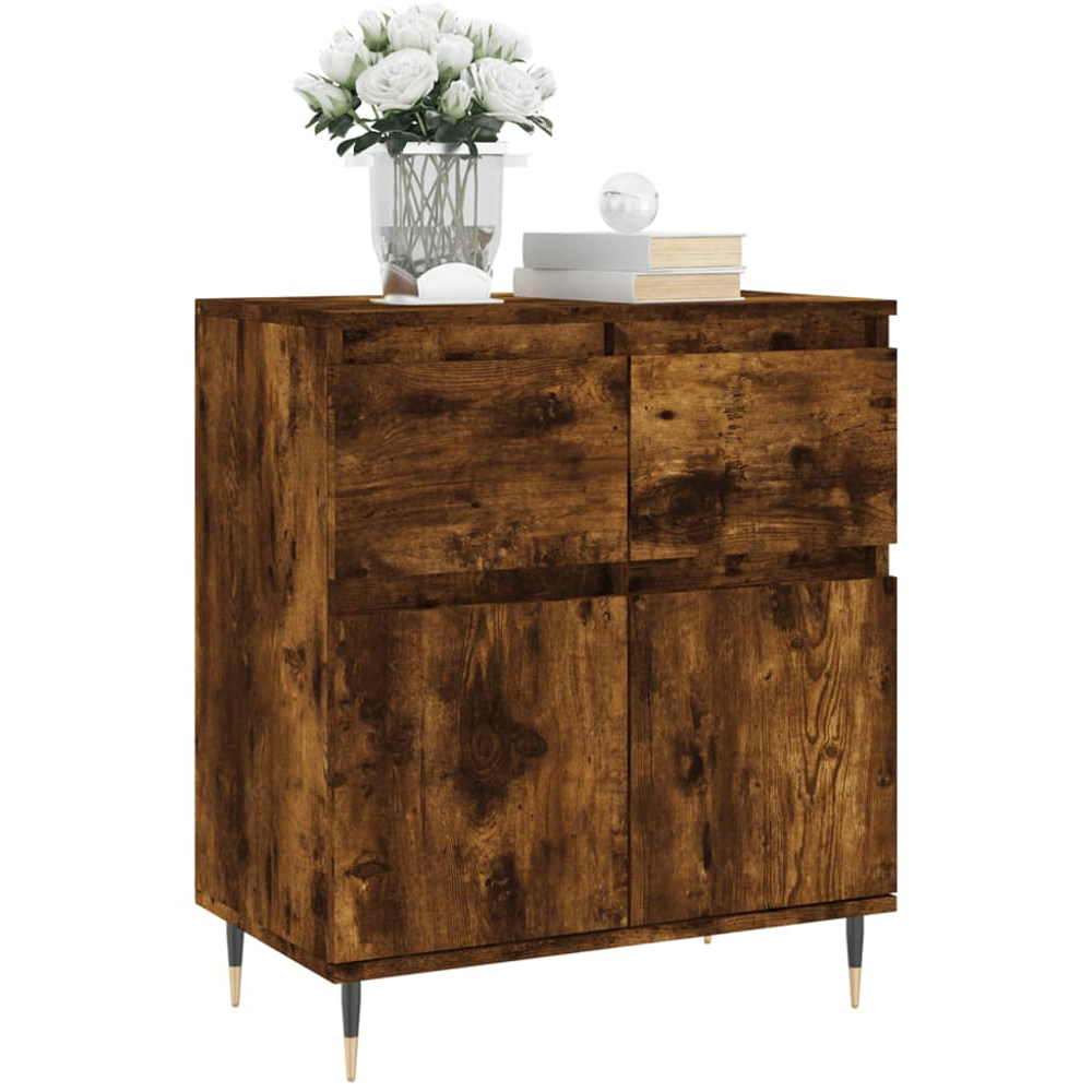 vidaXL 2 Door 2 Drawer Smoked Oak Sideboard Image 3