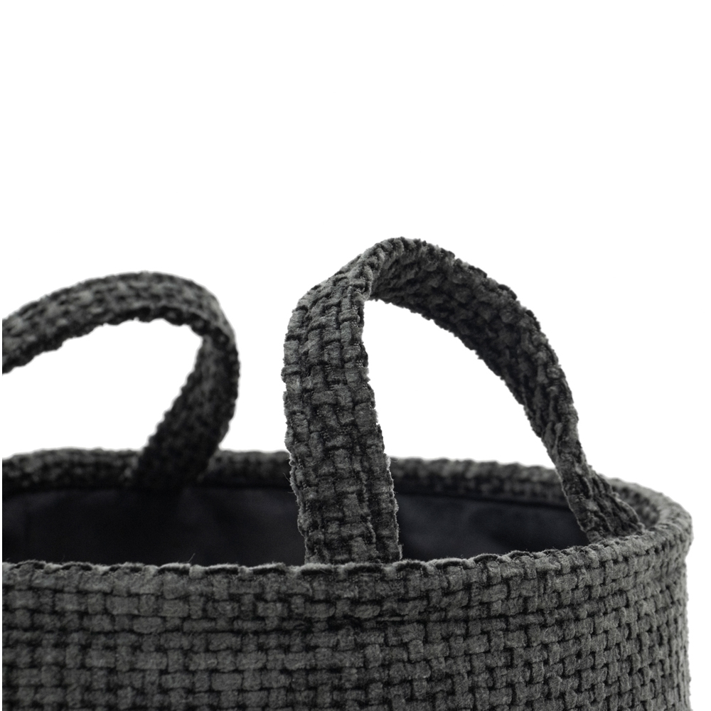 JVL Metro Black Round Storage Basket with Handles 2 Pack Image 6