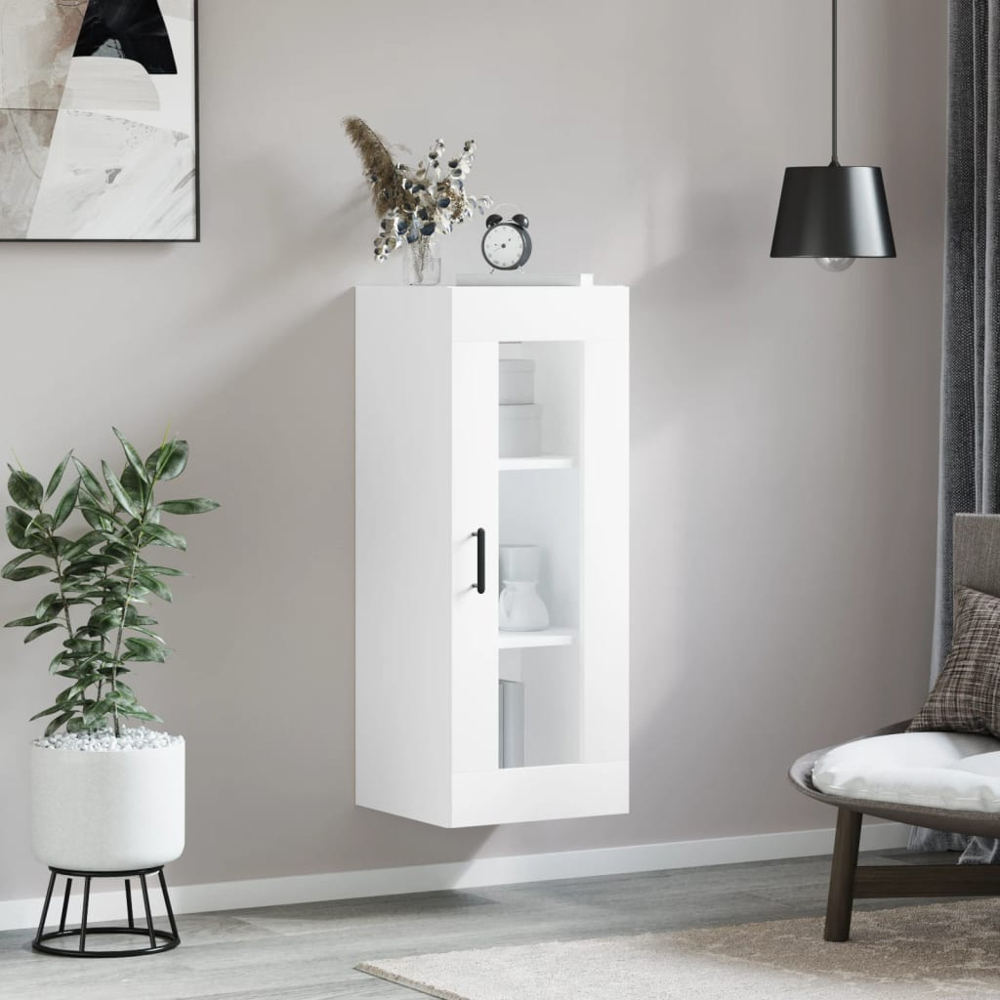 vidaXL Single Glass Door White Wall Mounted Cabinet Image 3