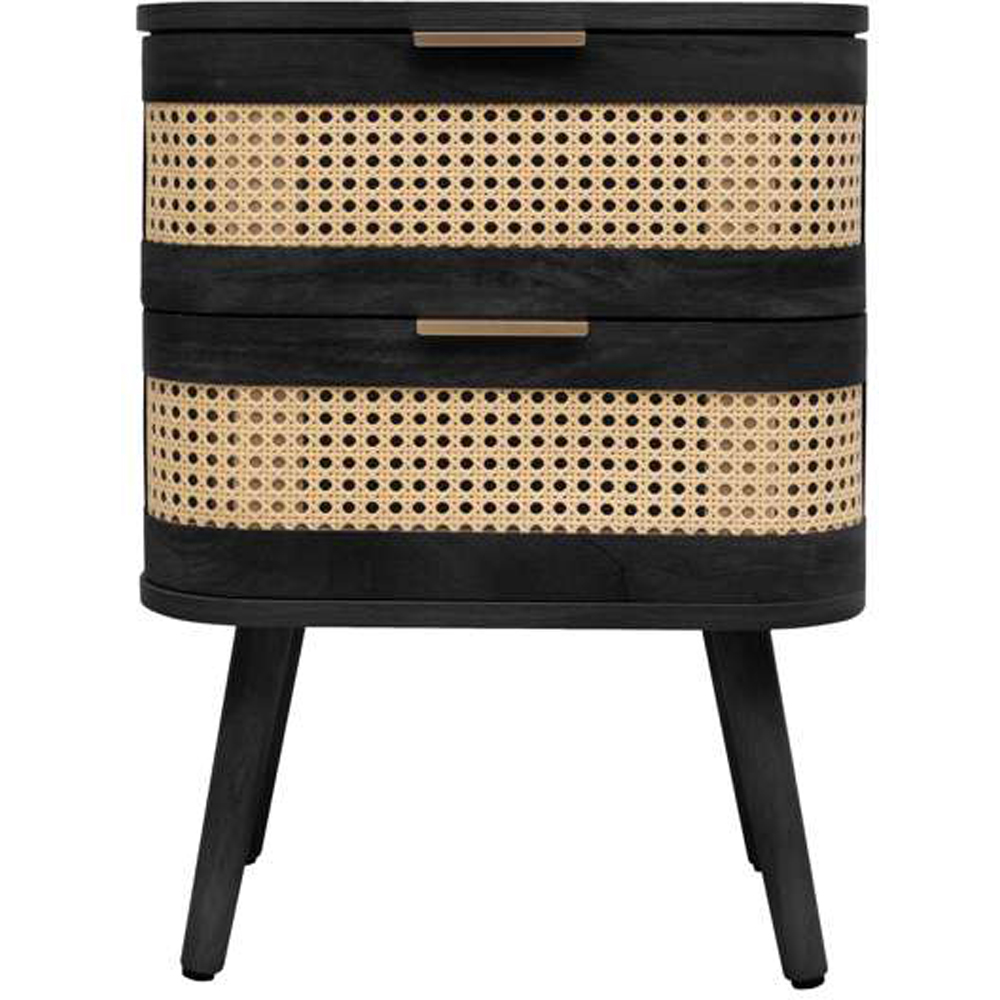 Birlea Noah 2 Drawer Black Rattan Bedside Table Image 3