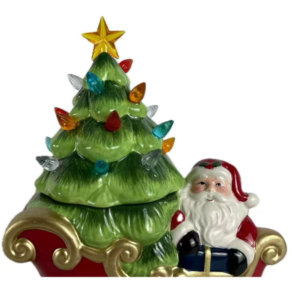 LED Santa's Sleigh Cookie Jar Ornament Image 3