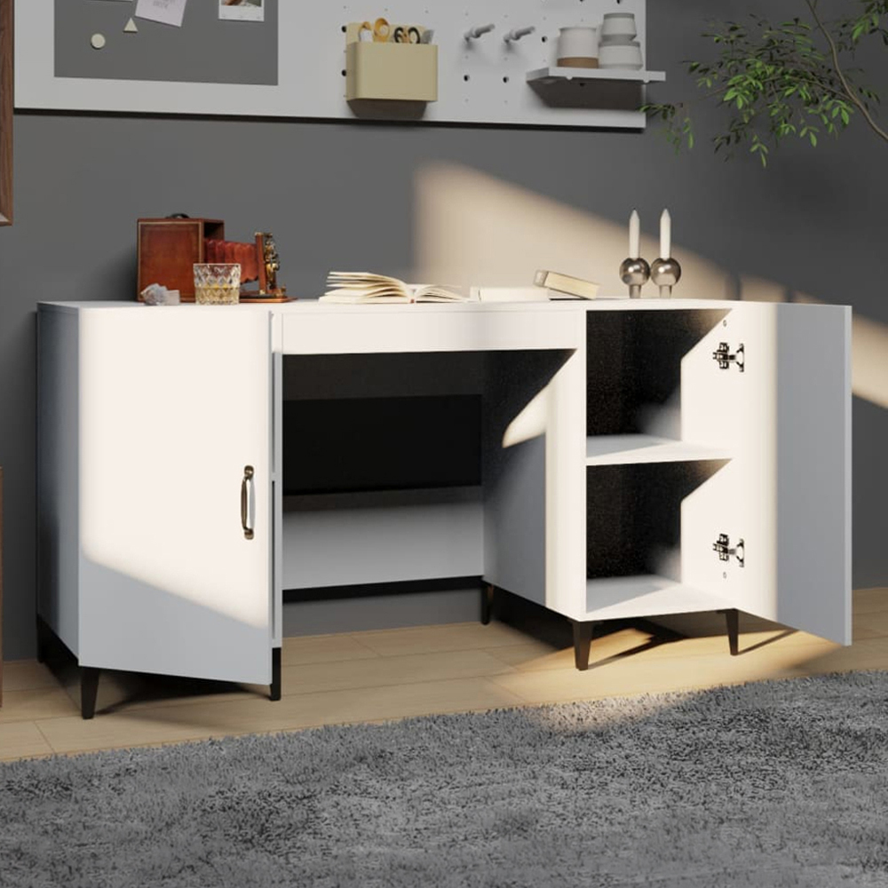 vidaXL 2 Door Computer Desk White Image 1