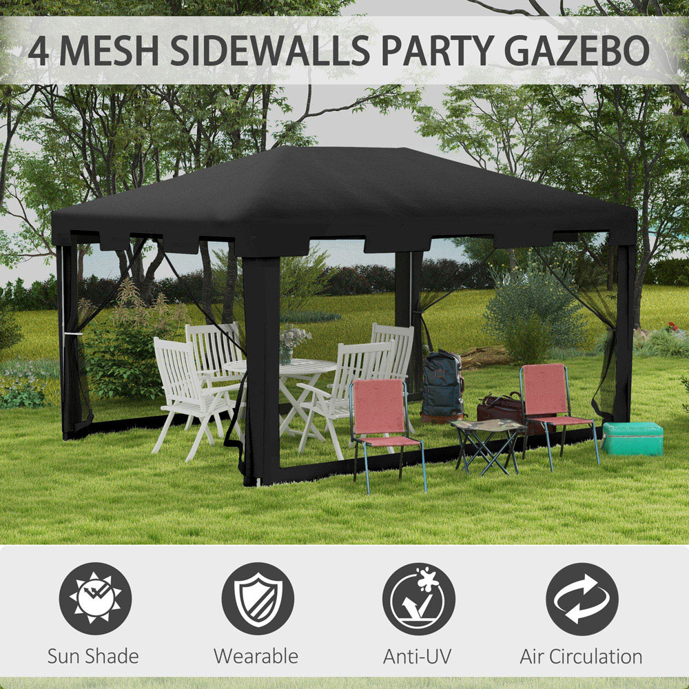 Outsunny 4 x 3m Black Marquee Party Tent Image 4