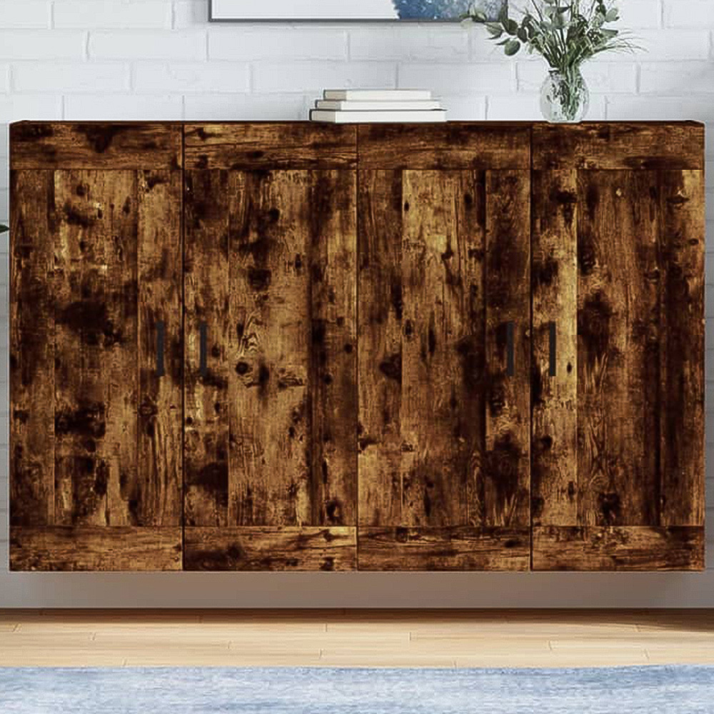 vidaXL 2 Door Brown Smoked Oak Wall Mounted Cabinet 2 Pack Image 1