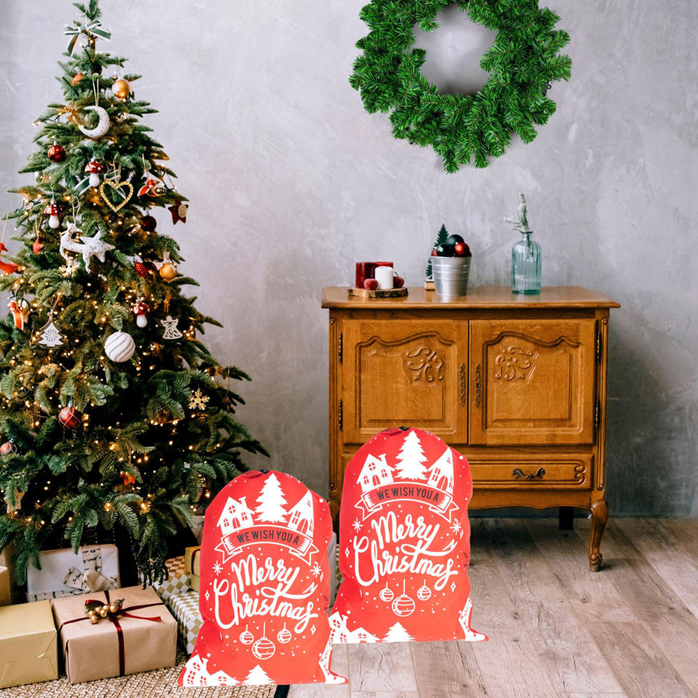 Shatchi Red Felt Merry Christmas Sack Image 2
