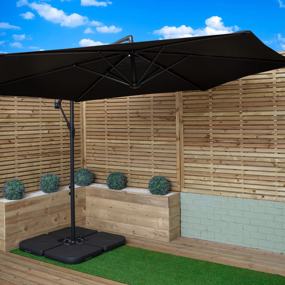 Samuel Alexander Black Cantilever Banana Garden Parasol with Base Weight 3m Image 2