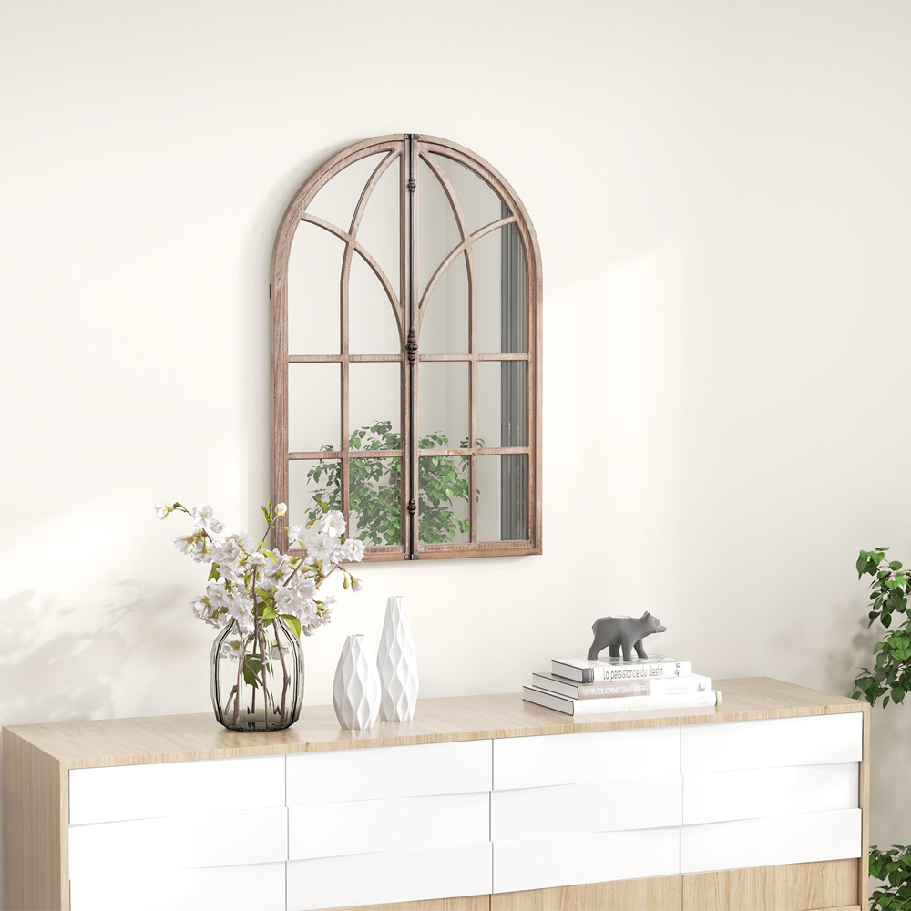 Costway Natural Arch Window Wall Mirror 88 x 60cm Image 6