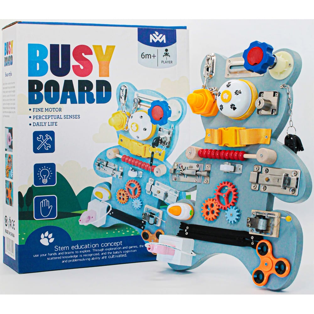 Dyzi Toddlers Montessori Busy Board Bear Sensory Toy Image 2
