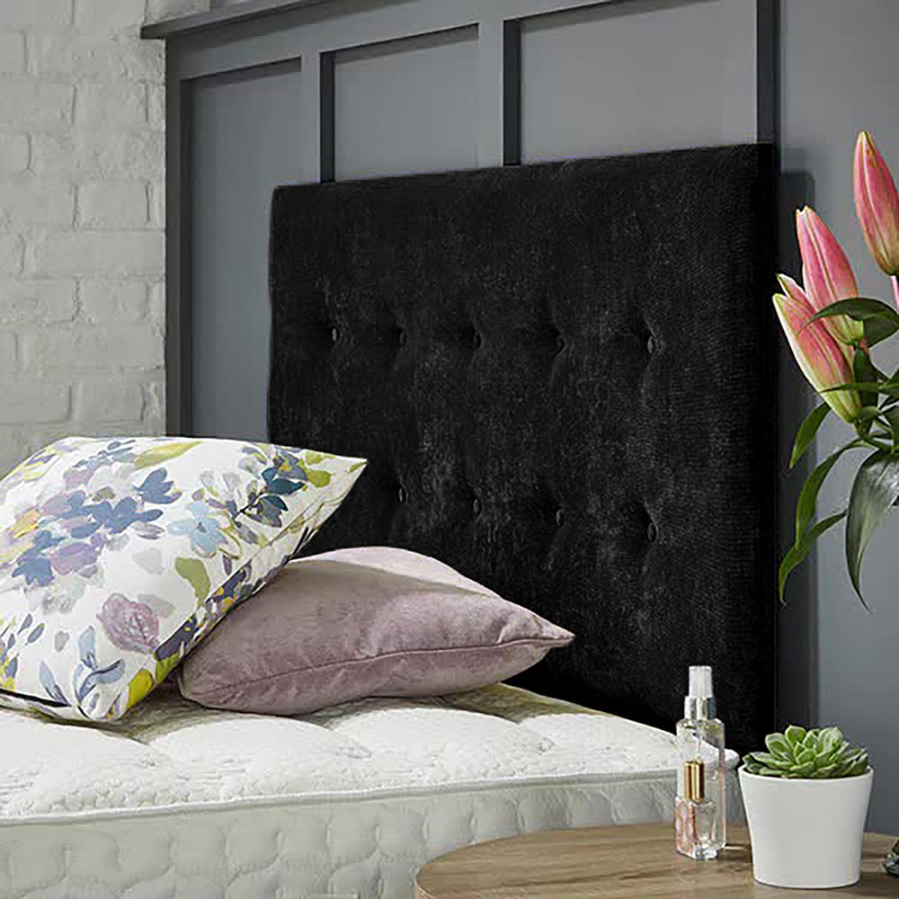 Eleganza Home Chessing Small Double Black Naples Strutted Headboard Image 2