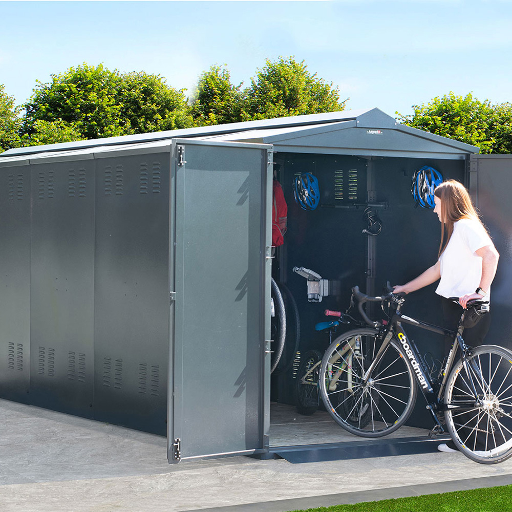 Asgard Centurion 5 x 18ft Double Door Cream High Security Bike Shed Image 2