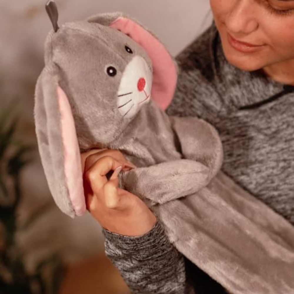 Marco Paul Novelty Kids Faux Fur Rabbit Hot Water Bottle Cover 2L Image 2