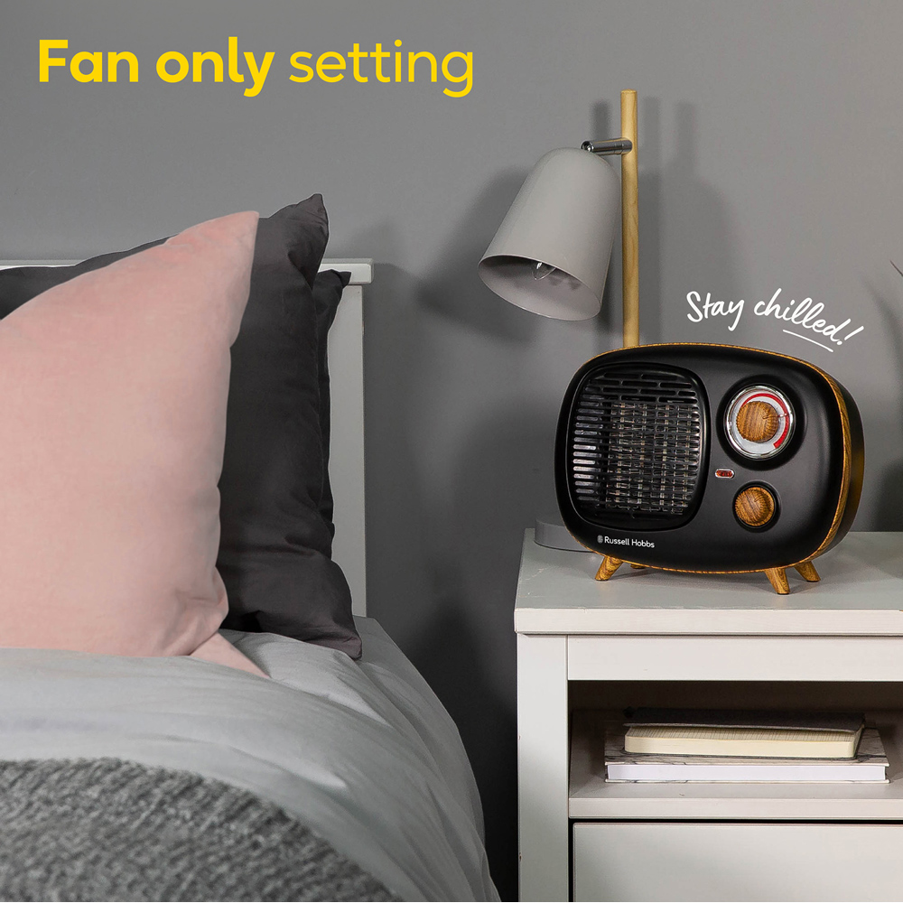 Russell Hobbs RHRETPTC2001WDB Retro Black and Wood Ceramic Heater 1500W Image 8