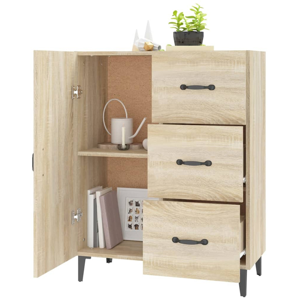 vidaXL Single Door 3 Drawer Sonoma Oak Sideboard Image 4