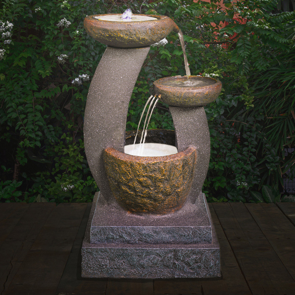MDA Designs Shinto Garden Outdoor Water Feature with LED Lighting Image 2