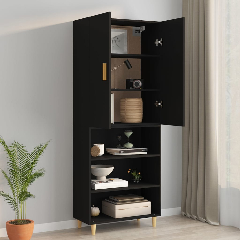 vidaXL 2 Door Black Hanging Wall Cabinet Image 9