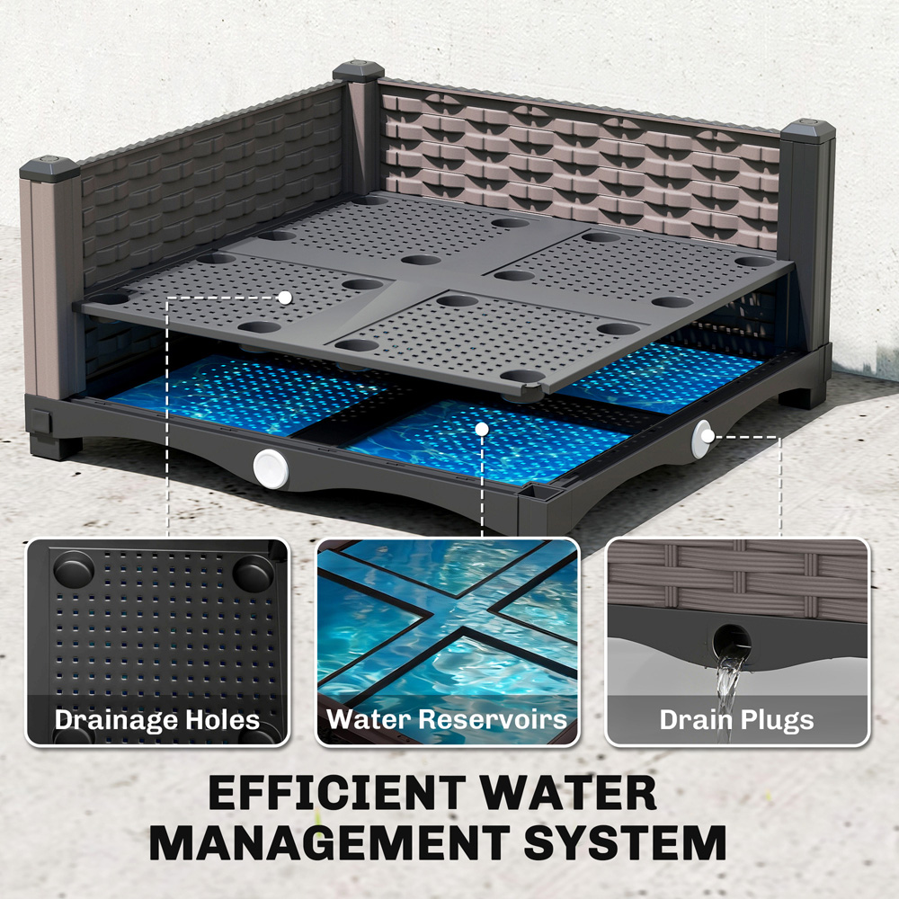 Outsunny Black Raised Garden Bed with Trellis and Drainage Holes 179 x 40 x 40 Image 7