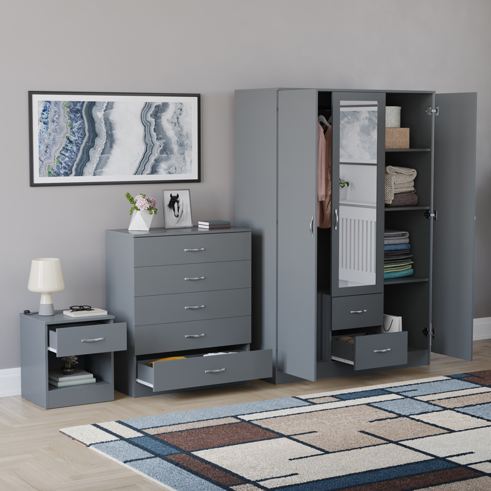VIDA DESIGNS Riano Grey 3 Piece Bedroom Furniture Set Image 5