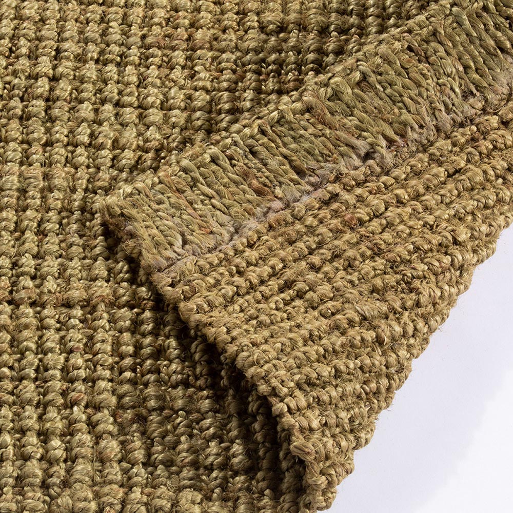 Whitefield Olive Green Jute Textured Boucle Runner Image 4