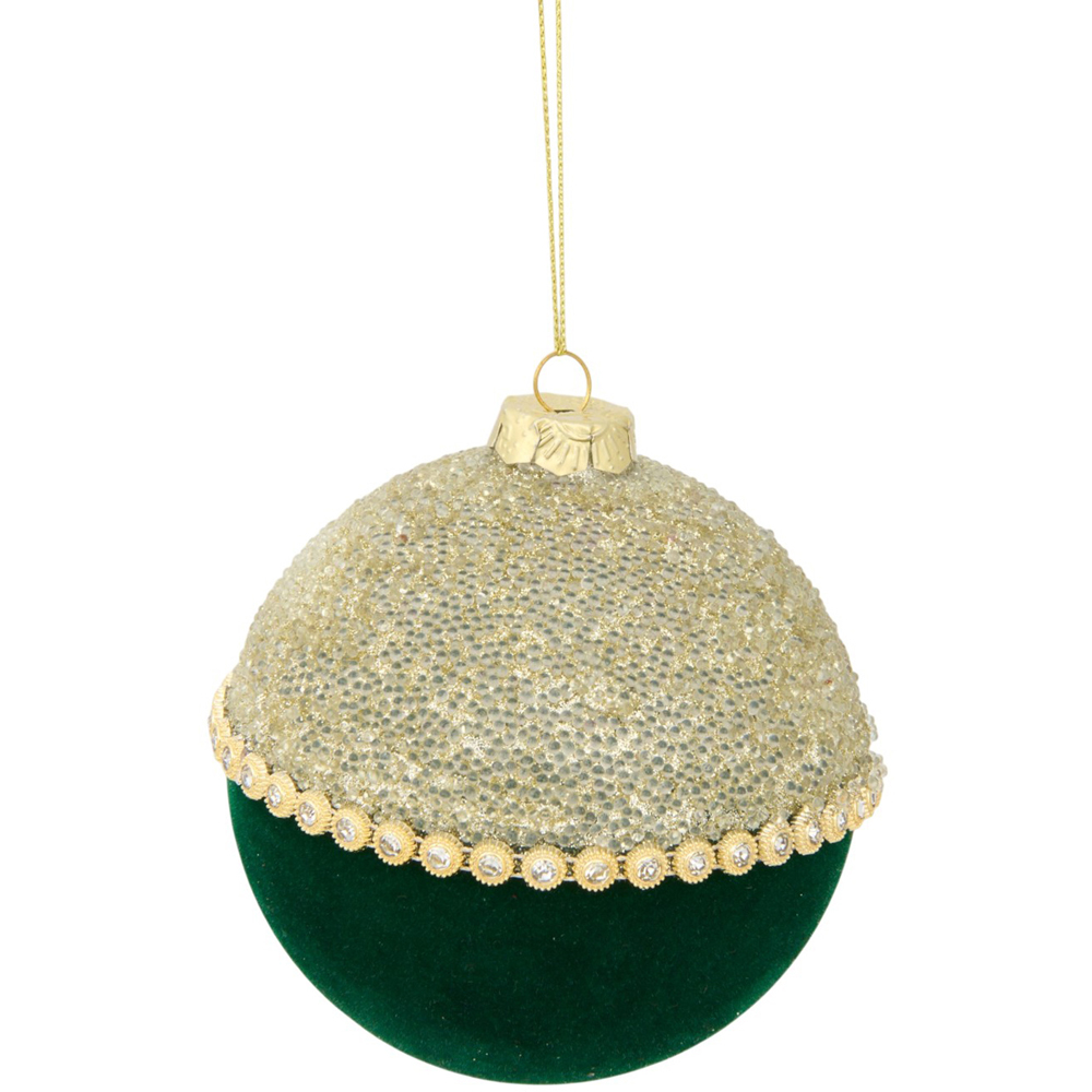 Half Flocked Jewelled Bauble Image 5