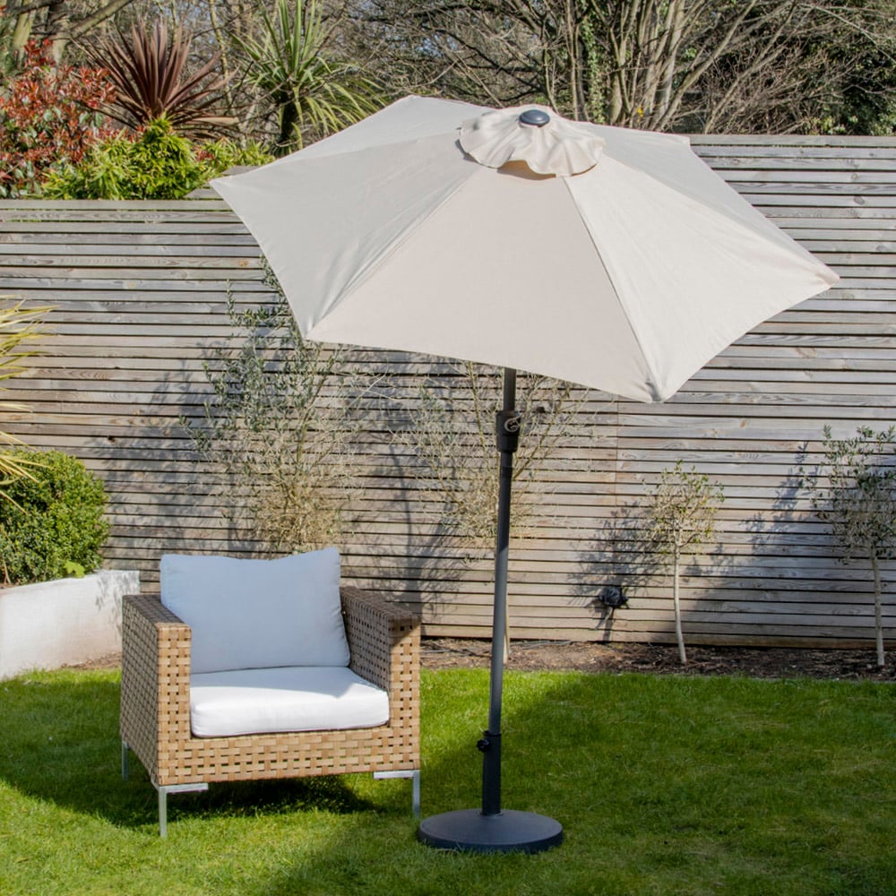 GardenKraft Beige 6 Ribs Crank and Tilt Parasol 2m Image 2