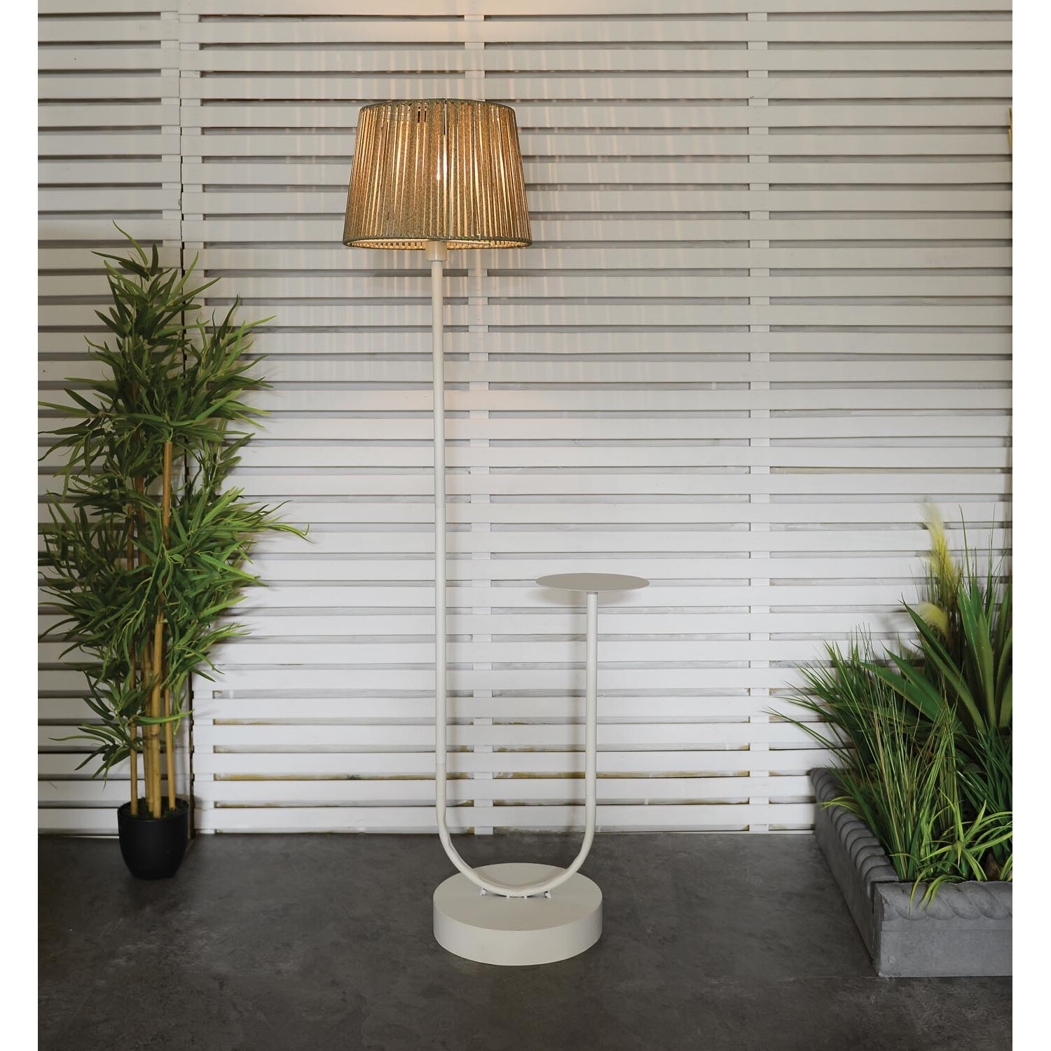 Ada Solar Floor Lamp with Table - White Image 2