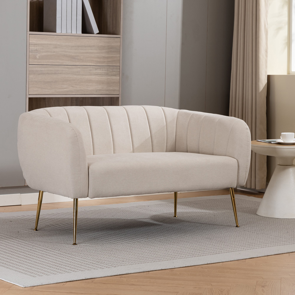 Artemis Home Stanton 2 Seater Beige Fabric Shell Accent Sofa Image 4