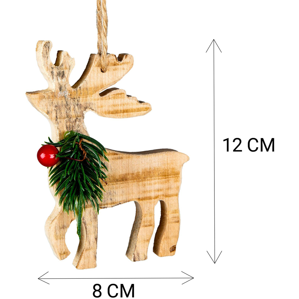 Shatchi Wooden Craft Reindeer Christmas Tree Decoration Image 3