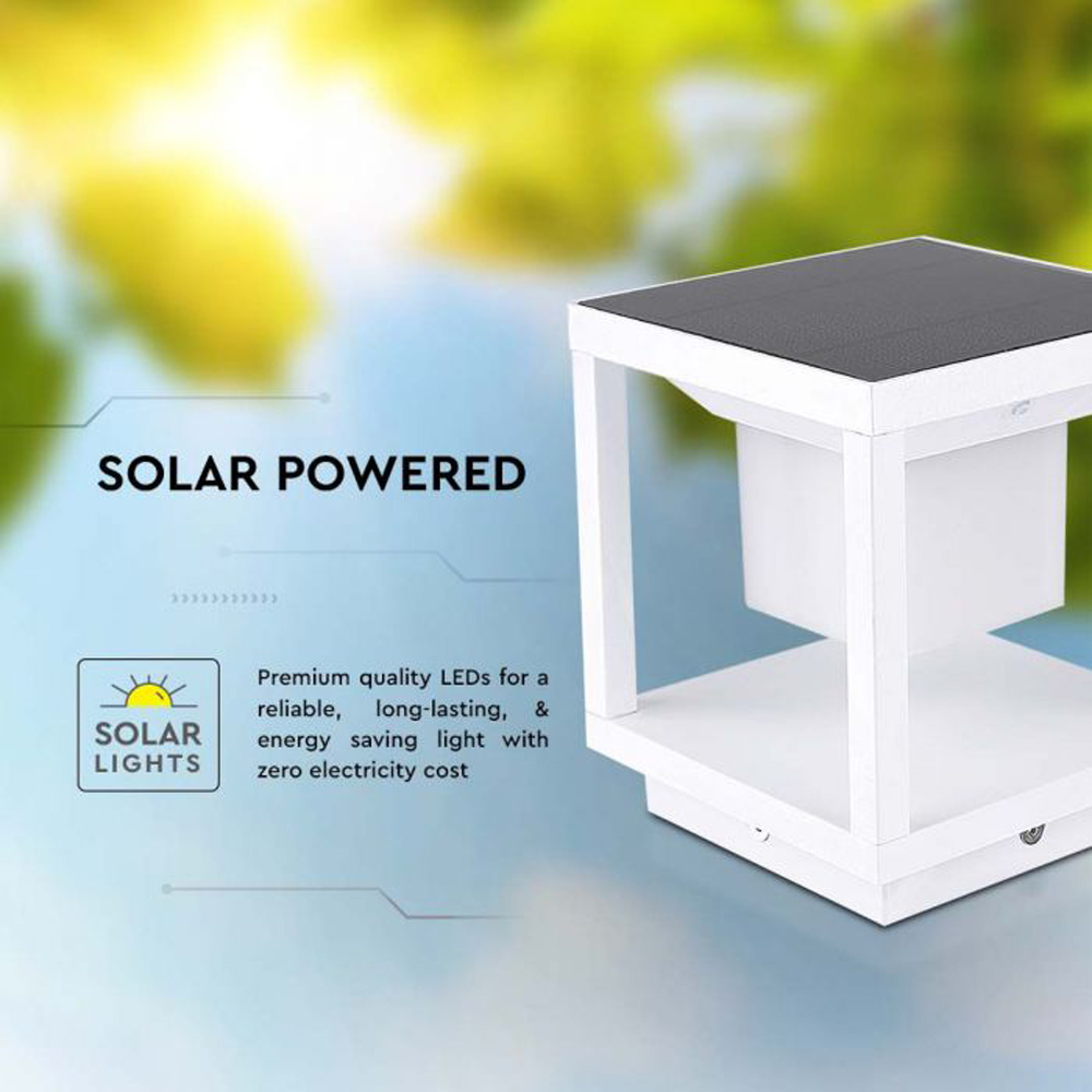 V-TAC White Warm White LED Solar Pillar Light Image 2