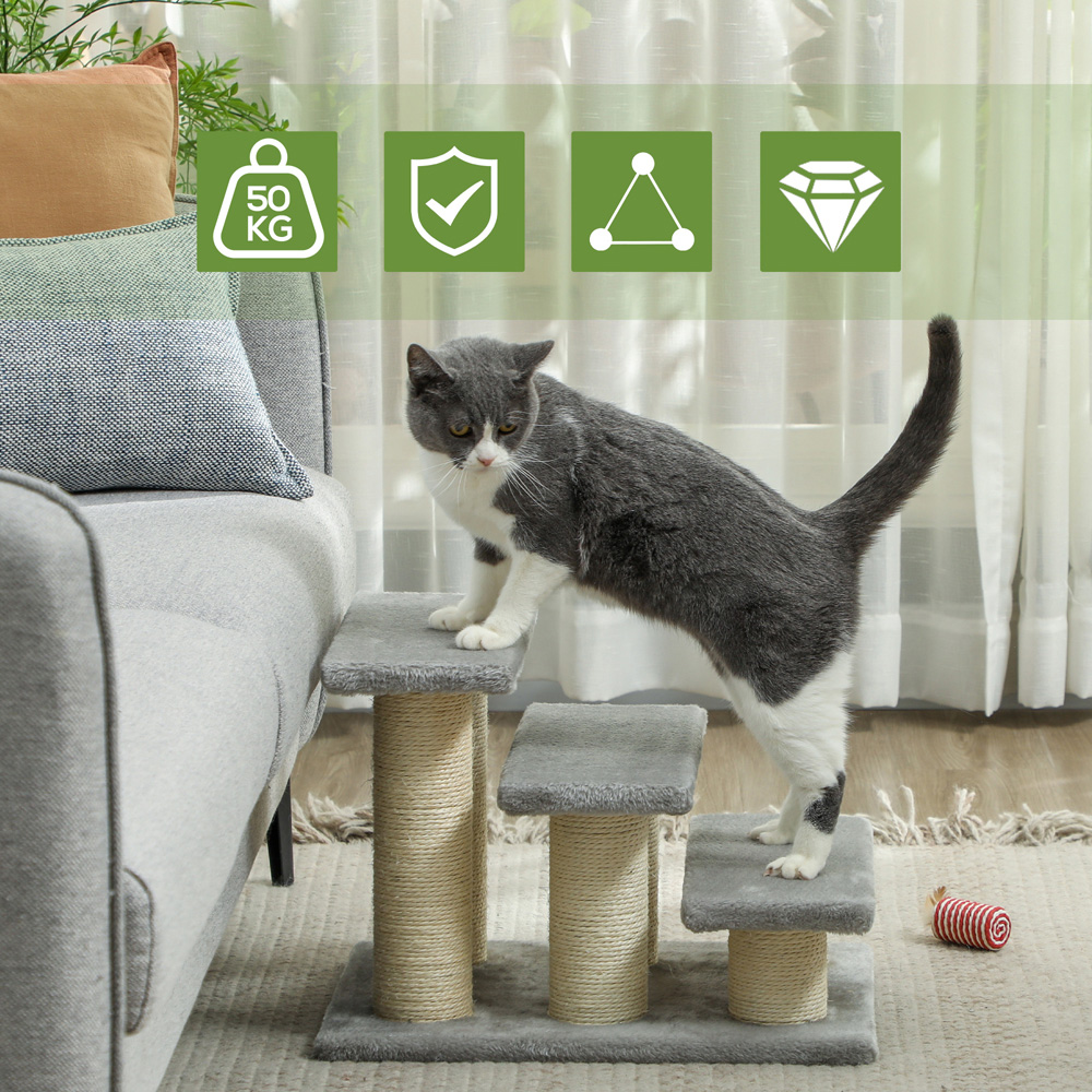 PawHut 3 Stair Lightweight Cat Steps Image 8
