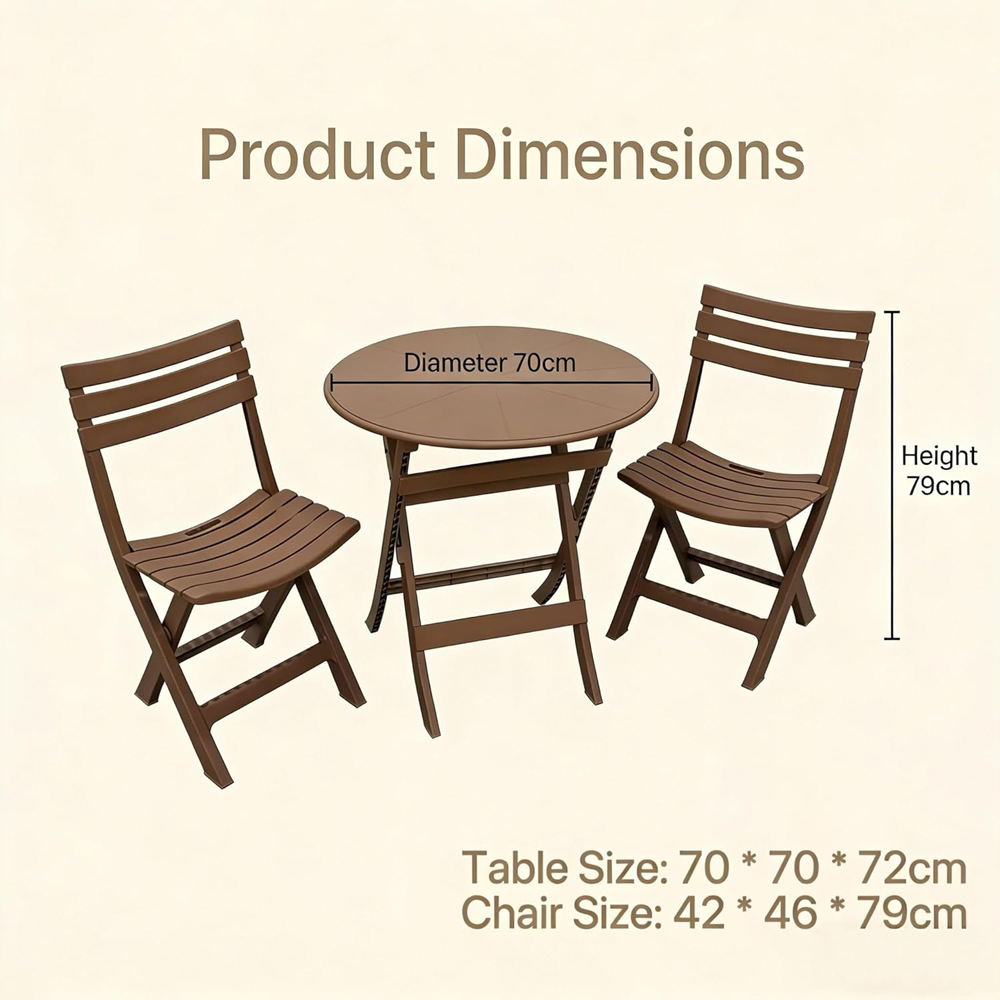 Alivio 2 Seater Brown Foldable Bistro Set Image 5