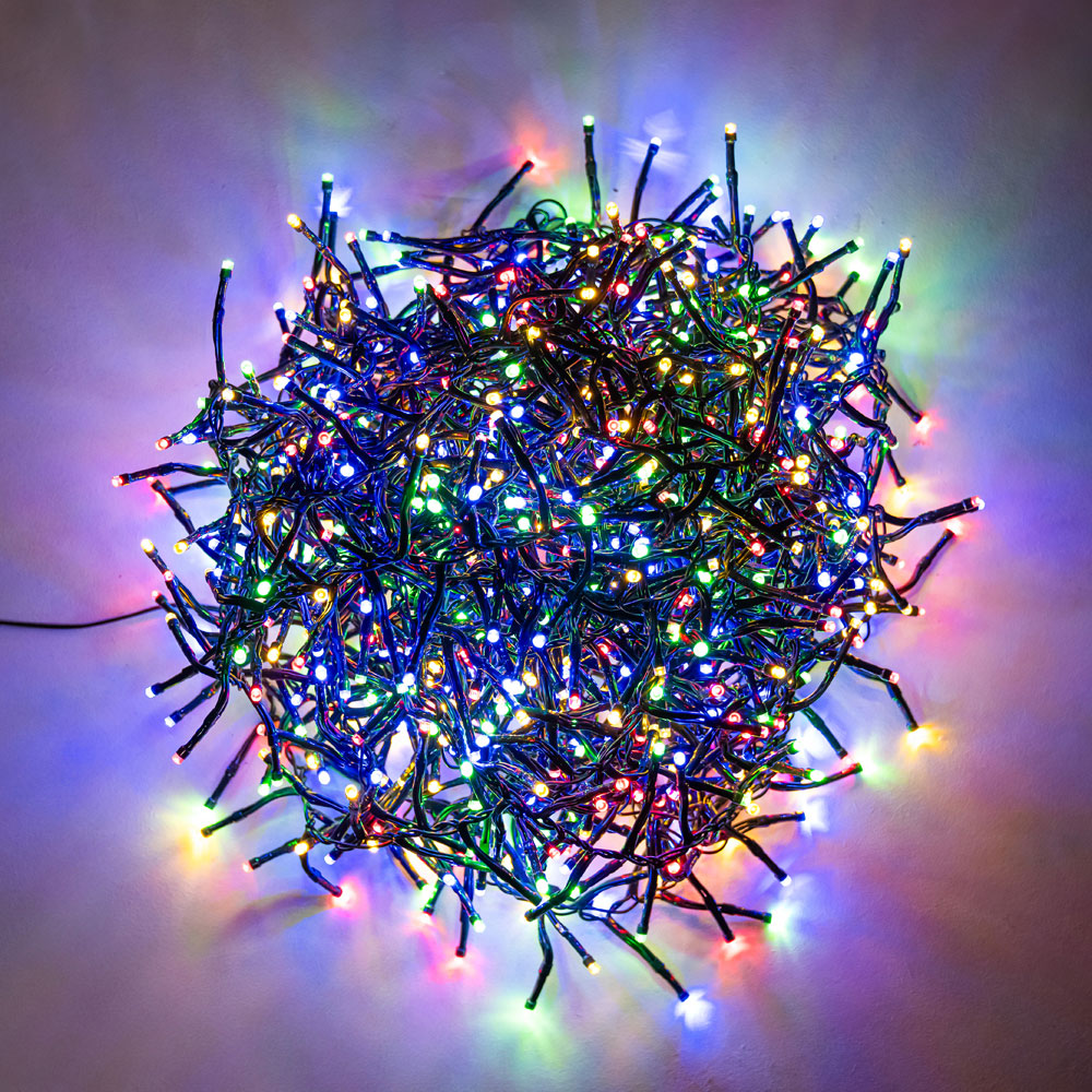 The Christmas Centre 360 Multicoloured LED Multifunction Green Cable Cluster Light 5.4m Image 1