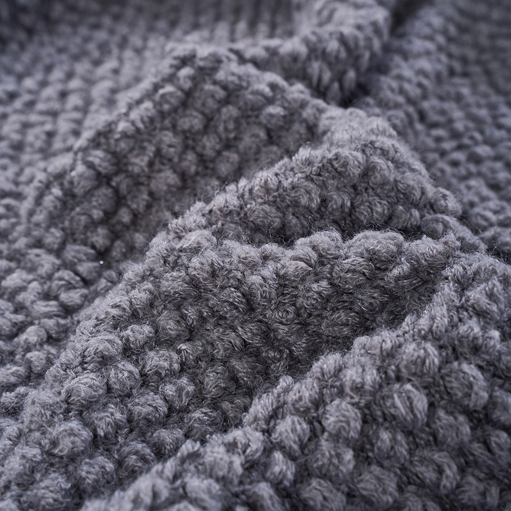 Living and Home Dark Grey Popcorn Knit Throw Blanket with Tassels 130 x 170cm Image 5