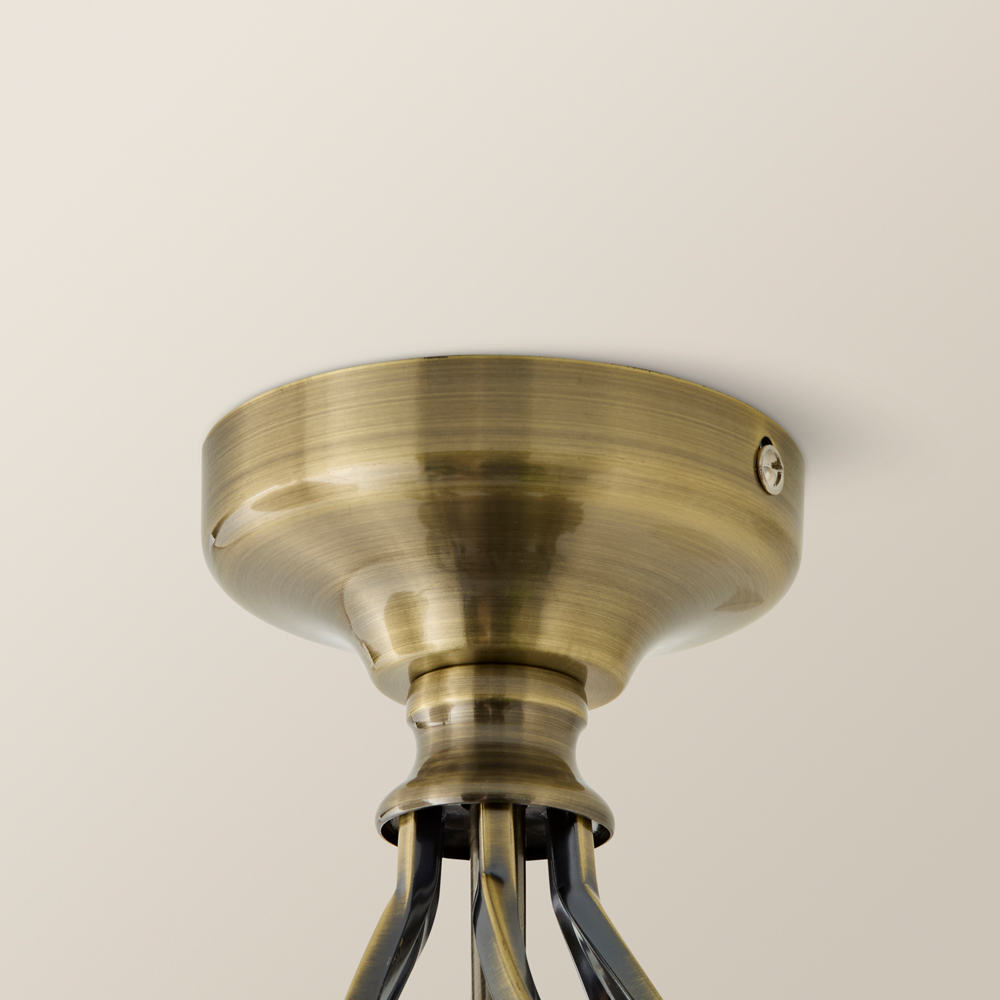 ValueLights Memphis Antique Brass Barley Twist LED Ceiling Lamp Image 4