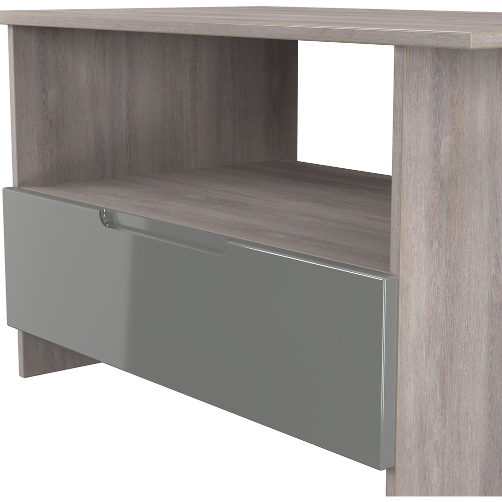 Crowndale Milan Single Drawer Single Shelf Grey Gloss and Grey Oak Coffee Table Ready Assembled Image 4