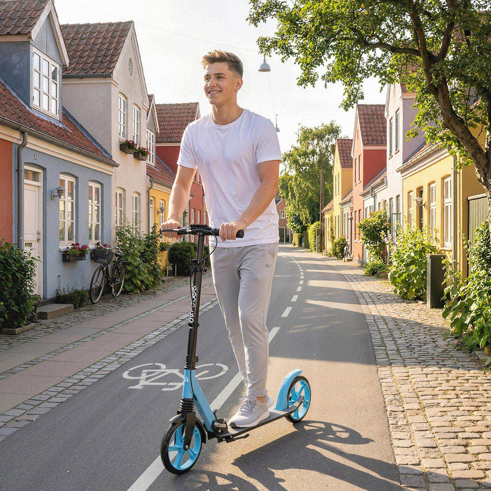 HOMCOM Blue Adjustable Folding Kick Scooter Image 3