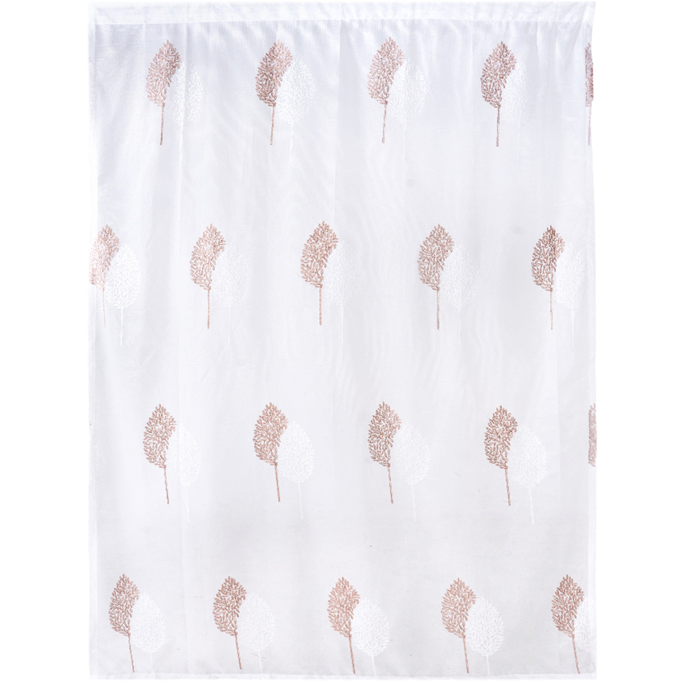 Living and Home Semi-Sheer Embroidered Leaf Curtains 130 x 160cm Image 2