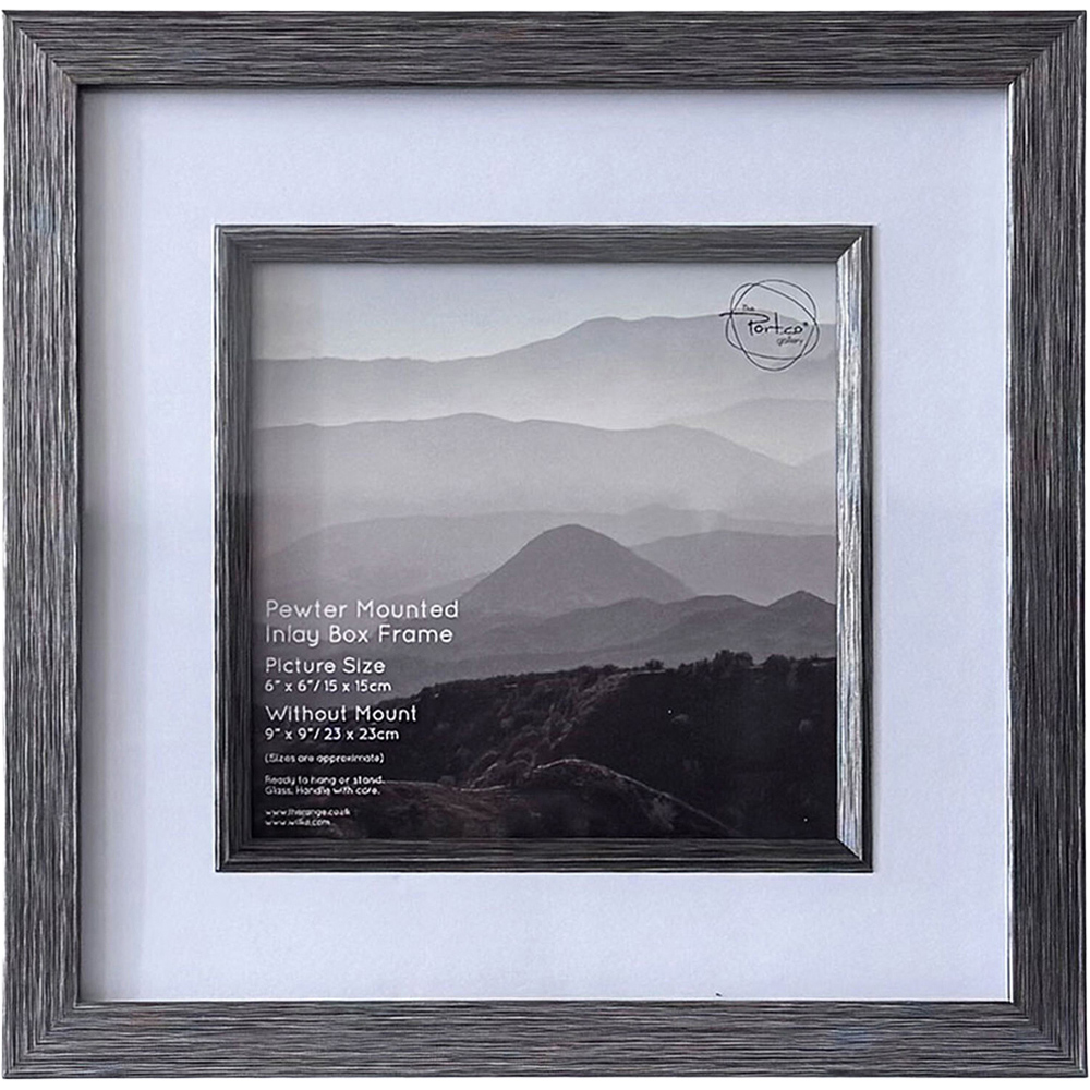Mounted Inlay Box Photo Frame Pewter 6 x 6 inch Image 1