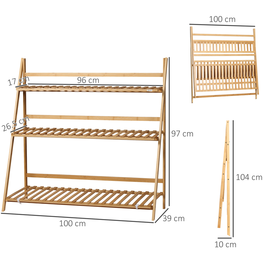 Outsunny 3-Tier Wooden Foldable Plant Stand Image 8