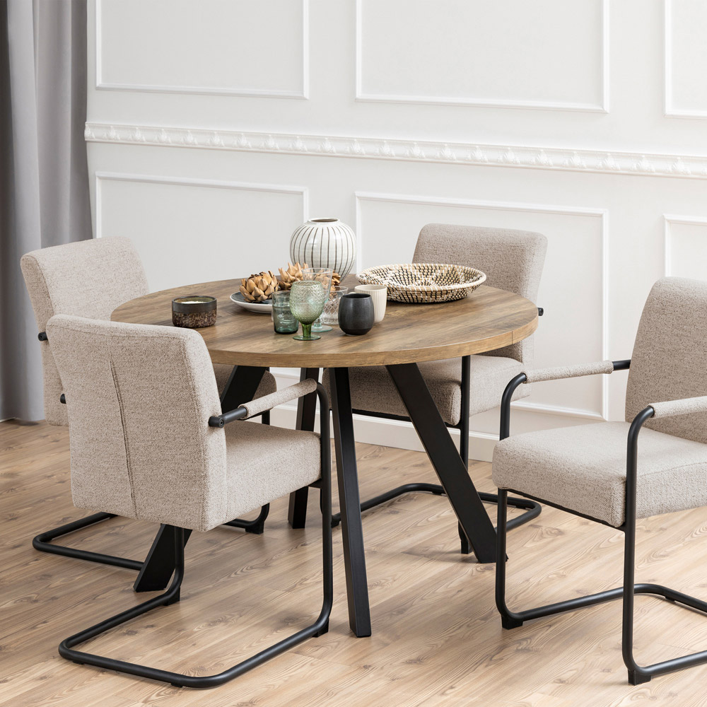 Florence Zalida 8 Seater Round Dining Table Oak Image 8