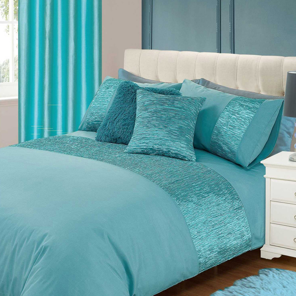 Intimates Freya Single Duck Egg Textured Panel Duvet Cover Set Image 1