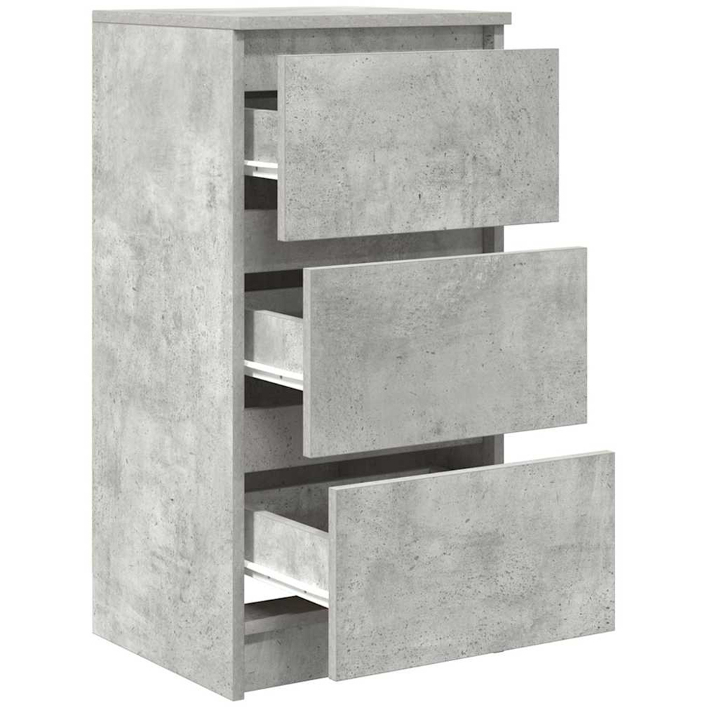 vidaXL 3 Drawer Concrete Grey Wooden Sideboard Image 5